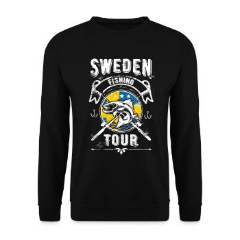 Schweden Fishing Tour Angel Tour - Unisex Pullover - Schwarz - Vorne - Alina (178cm) & Michal (187cm)
