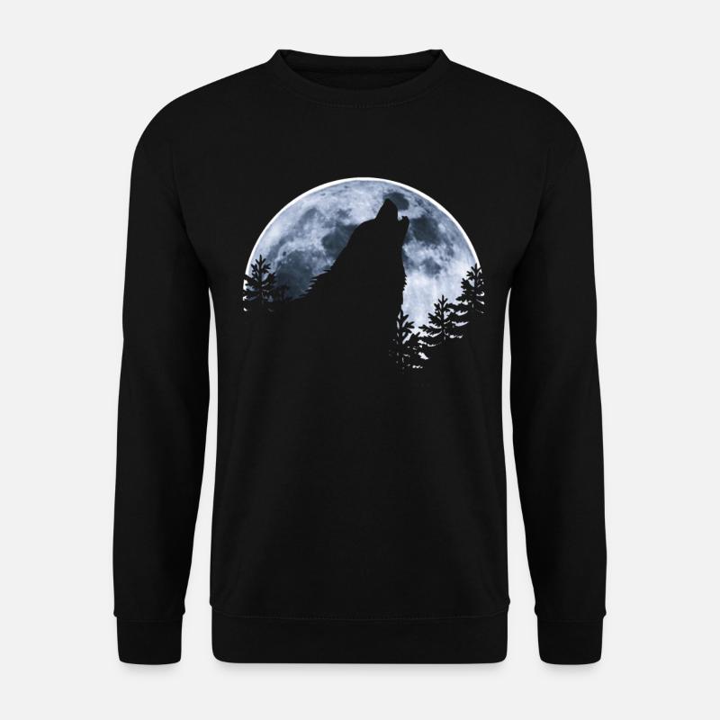 Wolf howls moon - Wolf's silhouette - Unisex Sweatshirt - black