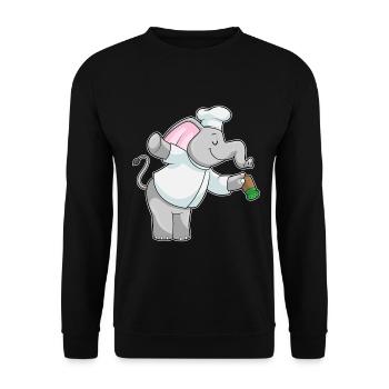 Elefant Koch Salzstreuer Kochen - Unisex Pullover - Schwarz - Vorne - Alina (178cm) & Michal (187cm)