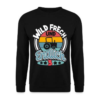 Traktor 3 Jahre Kinder 3. Geburtstag - Unisex Pullover - Schwarz - Vorne - Alina (178cm) & Michal (187cm)