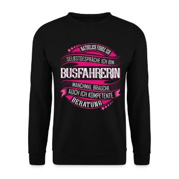 Busfahrerin - Unisex Pullover - Schwarz - Vorne - Alina (178cm) & Michal (187cm)