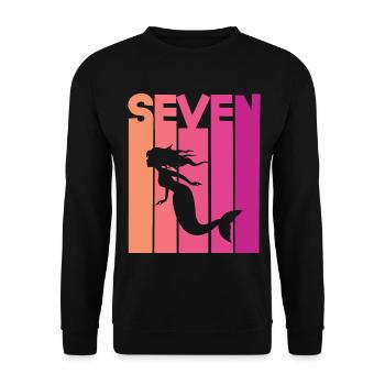 Mermaid 7 years children 7th birthday - Unisex Sweatshirt - black - Front - Alina (178cm) & Michal (187cm)
