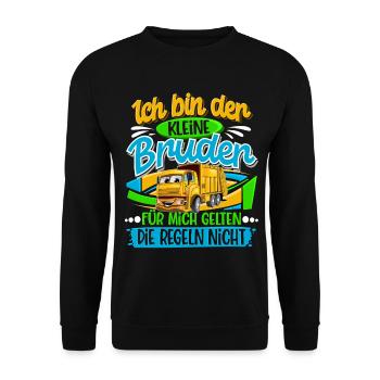 Müllabfuhr Müllauto Kleiner Bruder - Unisex Pullover - Schwarz - Vorne - Alina (178cm) & Michal (187cm)