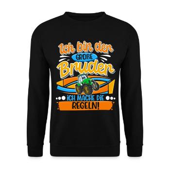 Traktor Großer Bruder - Unisex Pullover - Schwarz - Vorne - Alina (178cm) & Michal (187cm)