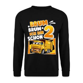 2 Jahre Kinder Müllauto - Unisex Pullover - Schwarz - Vorne - Alina (178cm) & Michal (187cm)