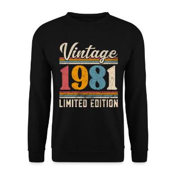 1981 Année de naissance Vintage Retro Vintage - Sweat-shirt Unisexe - noir - Devant - Alina (178cm) & Michal (187cm)