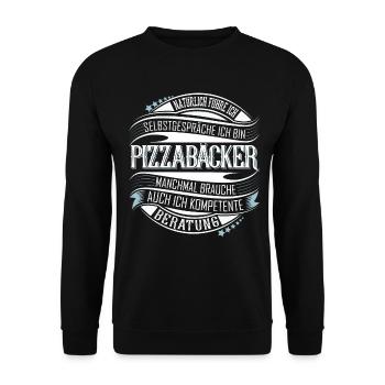 Pizzabäcker - Unisex Pullover - Schwarz - Vorne - Alina (178cm) & Michal (187cm)