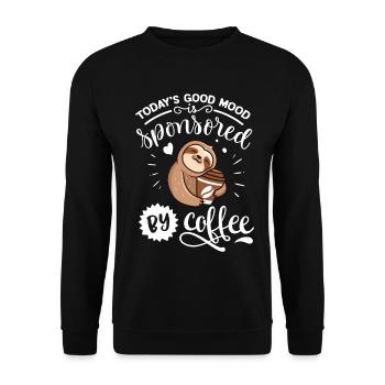 Coffee Sloth Good Mood Shirt - Unisex Sweatshirt - black - Front - Alina (178cm) & Michal (187cm)