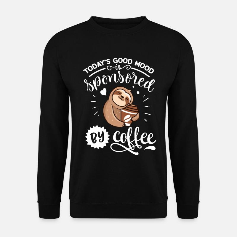 Kaffee Sloth Gute Laune Shirt - Unisex Pullover - Schwarz