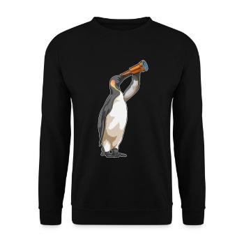 Pinguin Fernglas - Unisex Pullover - Schwarz - Vorne - Alina (178cm) & Michal (187cm)