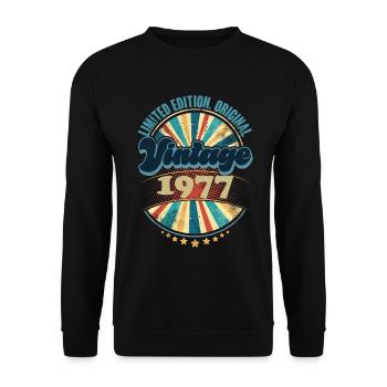 Année de naissance 1977 Anniversaire Vintage - Sweat-shirt Unisexe - noir - Devant - Alina (178cm) & Michal (187cm)