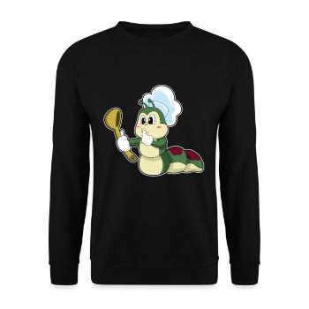 Raupe Koch Kochlöffel Kochen - Unisex Pullover - Schwarz - Vorne - Alina (178cm) & Michal (187cm)