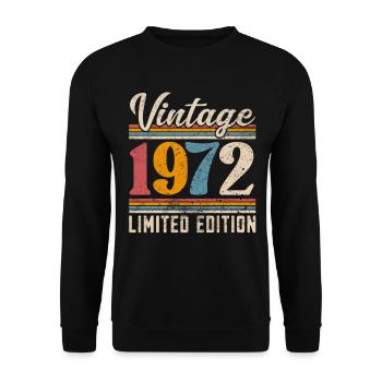 1972 Année de naissance Vintage Retro Vintage - Sweat-shirt Unisexe - noir - Devant - Alina (178cm) & Michal (187cm)