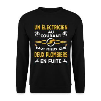 Un Électricien au courant cadeau pour électriciens - Sweat-shirt Unisexe - noir - Devant - Alina (178cm) & Michal (187cm)