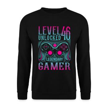 46th Birthday Level 46 Gamer Gaming Gaming - Unisex Sweatshirt - black - Front - Alina (178cm) & Michal (187cm)