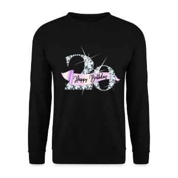 Happy Birthday 20th Birthday Gift Diamond Glamour - Unisex Sweatshirt - black - Front - Alina (178cm) & Michal (187cm)