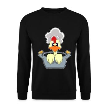 Hühnchen Koch Kochtopf Kochen - Unisex Pullover - Schwarz - Vorne - Alina (178cm) & Michal (187cm)