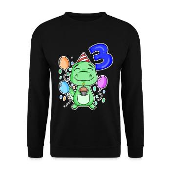 3 years old - Dinosaurs - 3rd birthday gift - Unisex Sweatshirt - black - Front - Alina (178cm) & Michal (187cm)