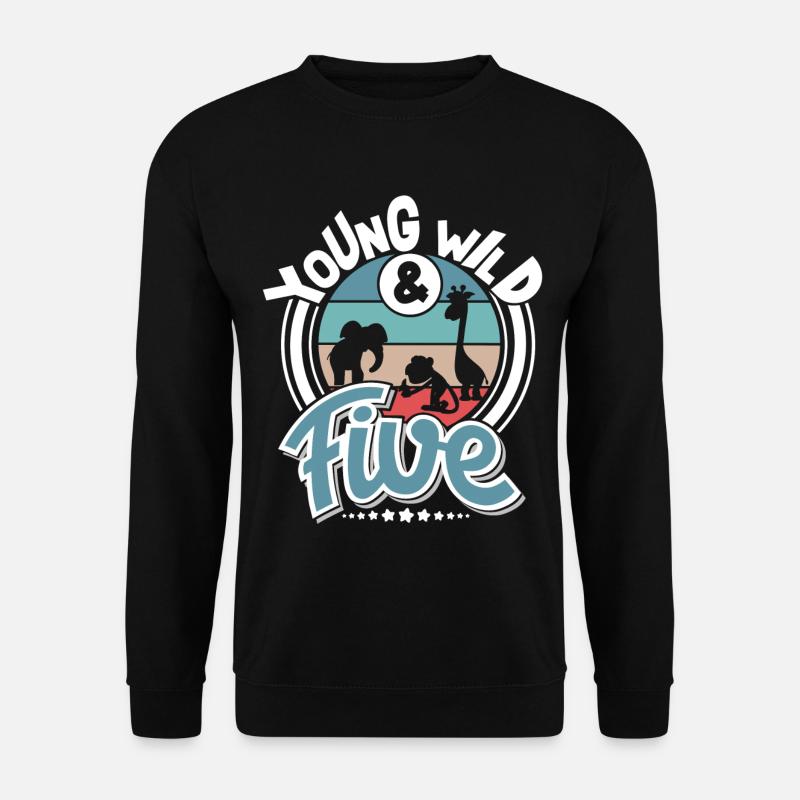5. Geburtstag Kinder Zoo Tiere Dschungel Safari - Unisex Pullover - Schwarz