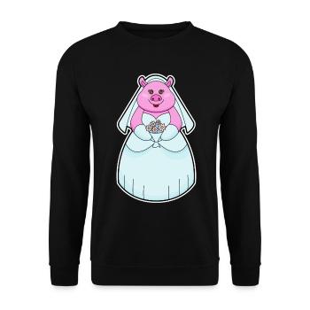 Schwein Braut Schleier Hochzeit - Unisex Pullover - Schwarz - Vorne - Alina (178cm) & Michal (187cm)