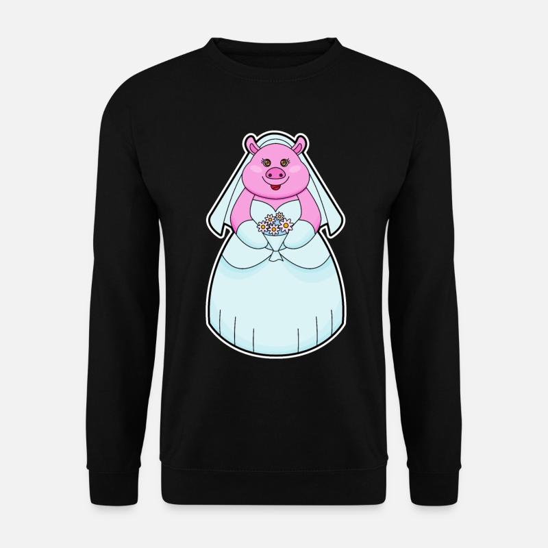 Cochon comme mariée avec voile - Sweat-shirt Unisexe - noir