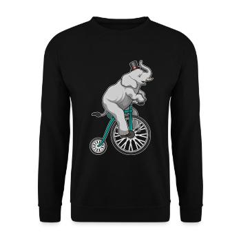 Elefant Zirkus Hochrad - Unisex Pullover - Schwarz - Vorne - Alina (178cm) & Michal (187cm)