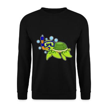 Schildkröte Taucher Schnorchel Tauchen - Unisex Pullover - Schwarz - Vorne - Alina (178cm) & Michal (187cm)