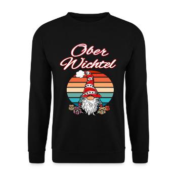 Ober Wichtel Weihnachts Gnom - Unisex Pullover - Schwarz - Vorne - Alina (178cm) & Michal (187cm)