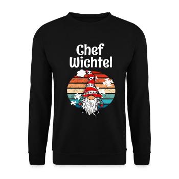 Chef Wichtel Vintage Weihnachts Gnom - Unisex Pullover - Schwarz - Vorne - Alina (178cm) & Michal (187cm)