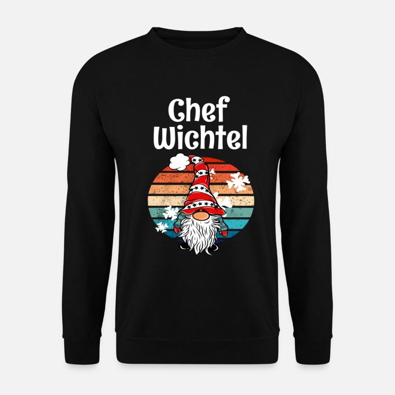Chef Wichtel Vintage Weihnachts Gnom - Unisex Pullover - Schwarz