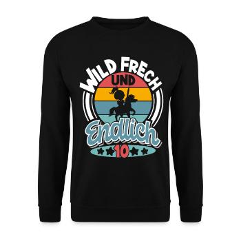 10. Geburtstag 10 Jahre Kinder Ritter Mittelalter - Unisex Pullover - Schwarz - Vorne - Alina (178cm) & Michal (187cm)