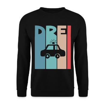 3 Jahre Polizeiauto Polizei - Unisex Pullover - Schwarz - Vorne - Alina (178cm) & Michal (187cm)