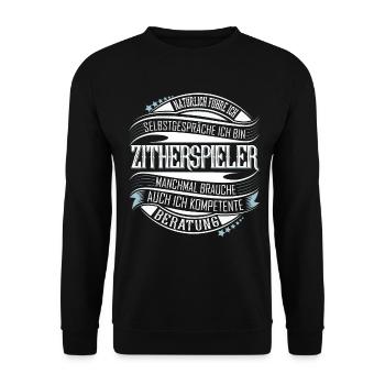 Zither Zitherspieler - Unisex Pullover - Schwarz - Vorne - Alina (178cm) & Michal (187cm)
