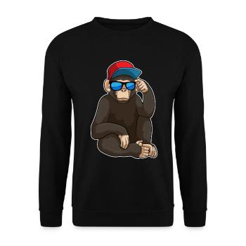Affe Sonnenbrille - Unisex Pullover - Schwarz - Vorne - Alina (178cm) & Michal (187cm)
