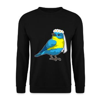 Vogel Braut Blumenkranz Hochzeit - Unisex Pullover - Schwarz - Vorne - Alina (178cm) & Michal (187cm)