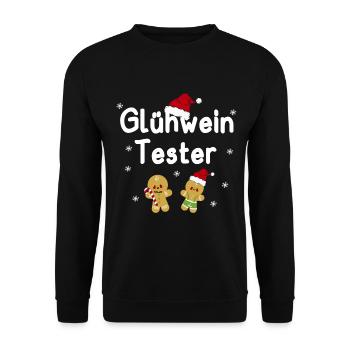 Glühwein Tester Geschenk Weihnachtsmarkt Weihnacht - Unisex Pullover - Schwarz - Vorne - Alina (178cm) & Michal (187cm)