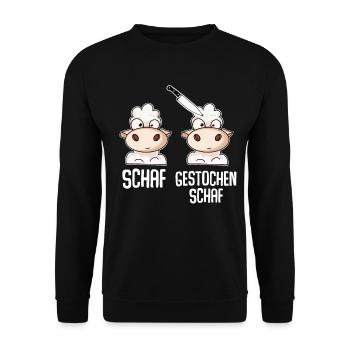 Schaf Gestochen Schaf - Unisex Pullover - Schwarz - Vorne - Alina (178cm) & Michal (187cm)