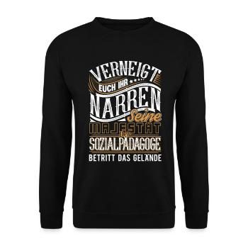 Sozialpädagoge - Unisex Pullover - Schwarz - Vorne - Alina (178cm) & Michal (187cm)