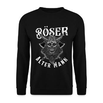 Böser Alter Mann Wikinger - Unisex Pullover - Schwarz - Vorne - Alina (178cm) & Michal (187cm)