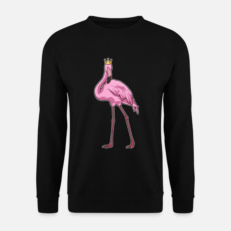 Flamant rose avec couronne - Sweat-shirt Unisexe - noir