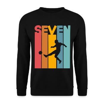 Fußball 7 Jahre Kinder Kindergeburtstag - Unisex Pullover - Schwarz - Vorne - Alina (178cm) & Michal (187cm)
