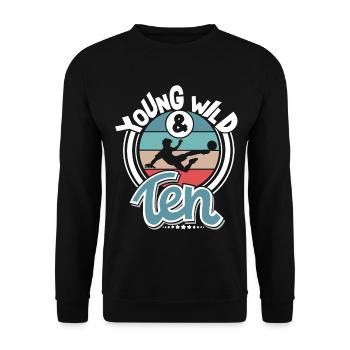 Football 10 years children's birthday party - Unisex Sweatshirt - black - Front - Alina (178cm) & Michal (187cm)