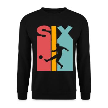 6 years football children 6th birthday - Unisex Sweatshirt - black - Front - Alina (178cm) & Michal (187cm)