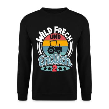 Traktor 2. Geburtstag Kinder - Unisex Pullover - Schwarz - Vorne - Alina (178cm) & Michal (187cm)