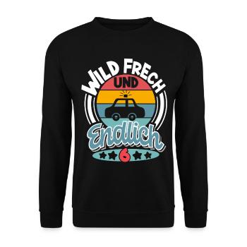 6 Jahre Kinder Polizeiauto - Unisex Pullover - Schwarz - Vorne - Alina (178cm) & Michal (187cm)