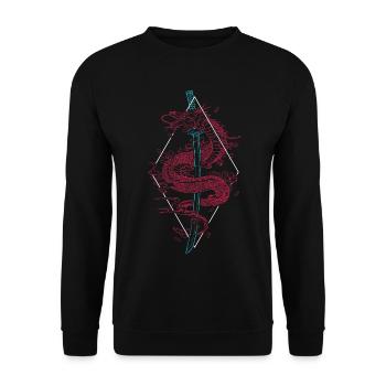 Japanischer Drache Schwert Katana Kanji Japanese - Unisex Pullover - Schwarz - Vorne - Alina (178cm) & Michal (187cm)