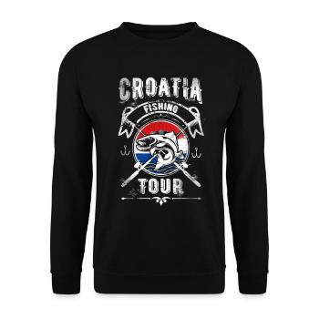 Kroatien Angel Tour Fishing Tour Angeln Angler - Unisex Pullover - Schwarz - Vorne - Alina (178cm) & Michal (187cm)
