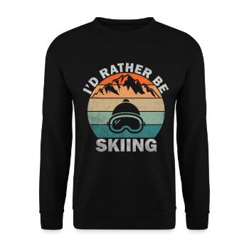Je préférerais skier sur un coucher de soleil rétro - Sweat-shirt Unisexe - noir - Devant - Alina (178cm) & Michal (187cm)