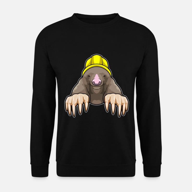 Maulwurf als Bergmann mit Helm - Unisex Pullover - Schwarz