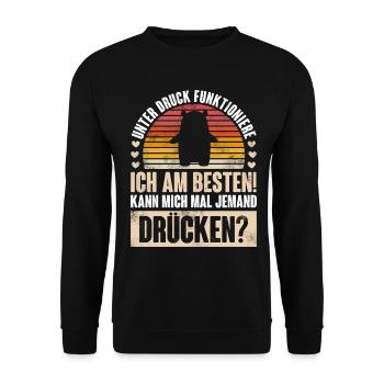 Bär Umarmung Lustig - Unisex Pullover - Schwarz - Vorne - Alina (178cm) & Michal (187cm)